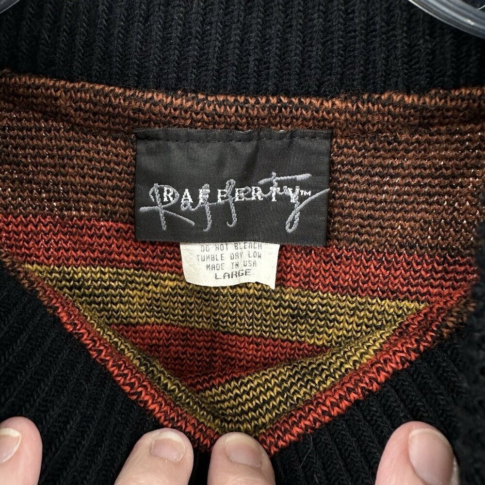 vintage 80s ACRYLIC MOCK NECK SWEATER pullover aztec tribal knit colorful L - Picture 7 of 7